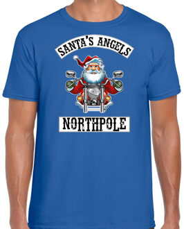 Bellatio Decorations Fout Kerstshirt / outfit Santas angels Northpole blauw voor heren