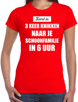 Bellatio Decorations Fout kerstshirt rood Kerst is 3 keer knikken naar schoonfamilie kerstkleding dames 2XL - kerst t-shirts