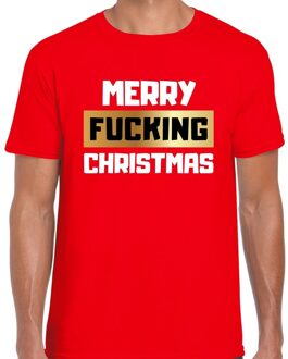 Bellatio Decorations Fout Kerstshirt / t-shirt - Merry Fucking Christmas - rood voor heren - kerstkleding / kerst outfit S