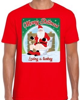 Bellatio Decorations Fout Kerstshirt / t-shirt - Merry shitmas losing a turkey - rood voor heren - kerstkleding / kerst outfit 2XL