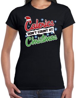 Bellatio Decorations Fout kerstshirt zwart calories dont count Christmas voor dames