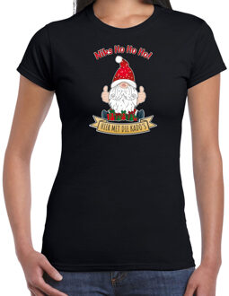 Bellatio Decorations fout kersttrui t-shirt dames - Kado Gnoom - zwart - Kerst kabouter M - kerst t-shirts
