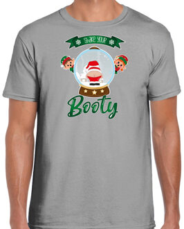Bellatio Decorations fout kersttrui t-shirt heren - Kerstman sneeuwbolA - grijs - Shake Your Booty S - kerst t-shirts