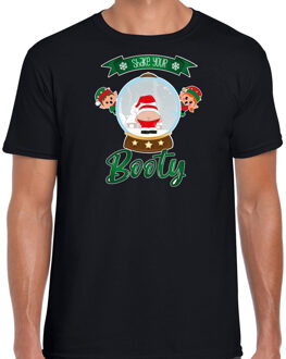 Bellatio Decorations fout kersttrui t-shirt heren - Kerstman sneeuwbolA - zwart - Shake Your Booty M - kerst t-shirts Multikleur