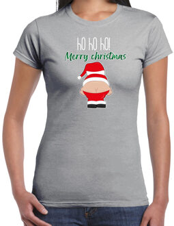 Bellatio Decorations Fout kersttrui t-shirt voor dames - Kerstman - grijs - Merry Christmas