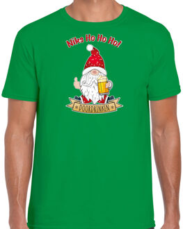 Bellatio Decorations Fout kersttrui t-shirt voor heren - Bier kabouter/gnoom - groen - Doordrinken