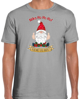 Bellatio Decorations Fout kersttrui t-shirt voor heren - Kado Gnoom - grijs - Kerst kabouter