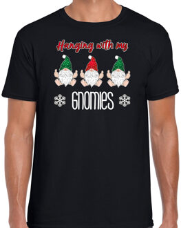Bellatio Decorations Fout kersttrui t-shirt voor heren - Kerst kabouter/gnoom - zwart - Gnomies Multi