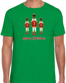 Bellatio Decorations Fout kersttrui t-shirt voor heren - Notenkrakers - groen - piemel/penis XL