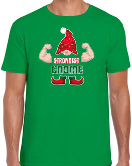 Bellatio Decorations Fout kersttrui t-shirt voor heren - Sterkste gnoom - groen - Kerst kabouter