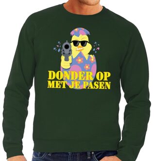 Bellatio Decorations Fout paas sweater groen  donder op met je Pasen voor heren 2XL