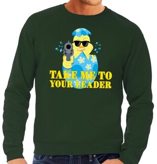 Bellatio Decorations Fout paas sweater groen take me to your leader voor heren