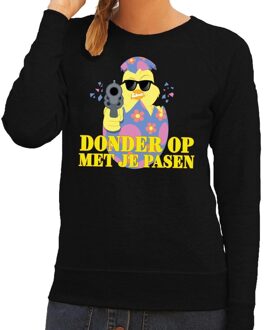 Bellatio Decorations Fout paas sweater zwart  donder op met je Pasen voor dames 2XL