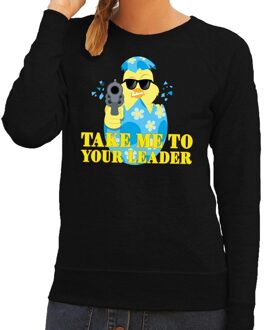 Bellatio Decorations Fout paas sweater zwart take me to your leader voor dames 2XL