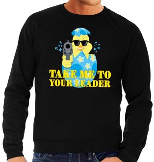 Bellatio Decorations Fout paas sweater zwart take me to your leader voor heren