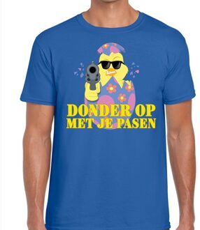 Bellatio Decorations Fout paas t-shirt blauw donder op met je Pasen voor heren M