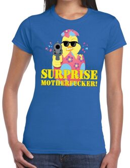 Bellatio Decorations Fout paas t-shirt blauw surprise motherfucker voor dames M