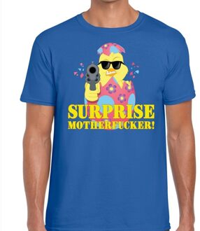 Bellatio Decorations Fout paas t-shirt blauw surprise motherfucker voor heren