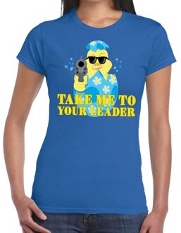 Bellatio Decorations Fout paas t-shirt blauw take me to your leader voor dames XS