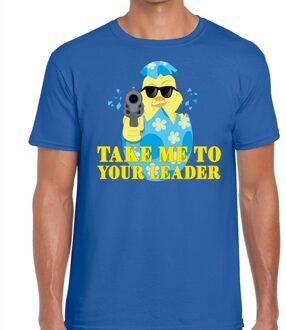 Bellatio Decorations Fout paas t-shirt blauw take me to your leader voor heren