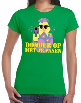 Bellatio Decorations Fout paas t-shirt groen  donder op met je Pasen voor dames M
