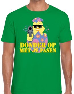 Bellatio Decorations Fout paas t-shirt groen  donder op met je Pasen voor heren XL