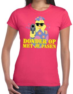 Bellatio Decorations Fout paas t-shirt roze donder op met je Pasen voor dames