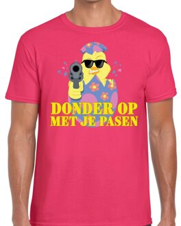 Bellatio Decorations Fout paas t-shirt roze donder op met je Pasen voor heren 2XL