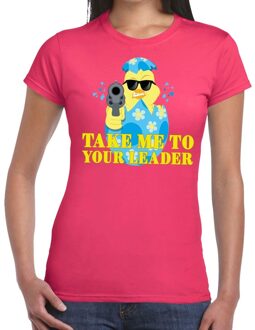 Bellatio Decorations Fout paas t-shirt roze take me to your leader voor dames XL