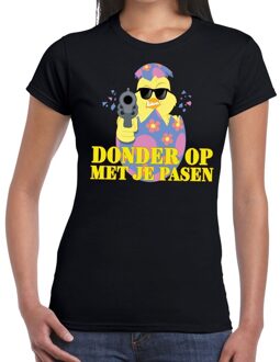 Bellatio Decorations Fout paas t-shirt zwart  donder op met je Pasen voor dames S