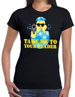Bellatio Decorations Fout paas t-shirt zwart take me to your leader voor dames M