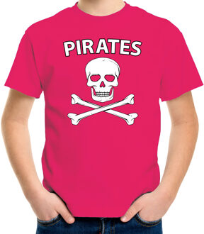 Bellatio Decorations Fout piraten shirt / foute party verkleed shirt roze voor jongens en meisjes - Foute party piraten kostuum kinderen - Verkleedkleding L (146-152)