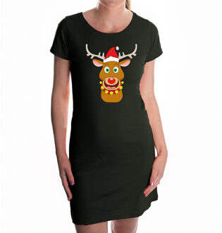 Bellatio Decorations Fout rudolf het rendier kerst jurkje zwart voor dames - Kerst kleding / outfit L