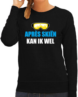 Bellatio Decorations Foute Apres ski sweater Apres skieen kan ik wel zwart dames L