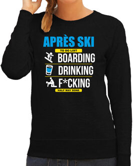 Bellatio Decorations Foute Apres ski sweater to do list snowboarden zwart dames 2XL