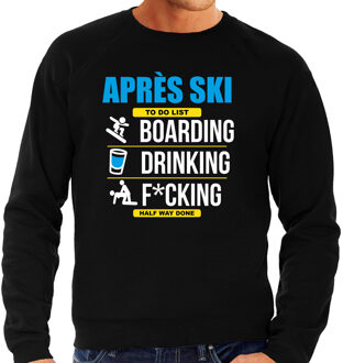 Bellatio Decorations Foute Apres ski sweater to do list snowboarden zwart heren 2XL