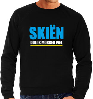 Bellatio Decorations Foute Apres ski trui - Skien doe ik morgen wel - zwart - heren - Wintersport sweater