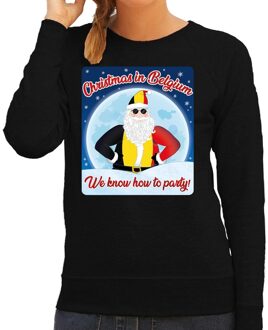 Bellatio Decorations Foute Belgie kersttrui Christmas in Belgium zwart voor dames