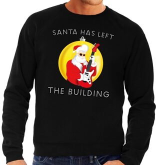 Bellatio Decorations Foute feest kerst sweater zwart Santa Elvis has Left the Building voor heren 2XL (56) - kerst truien