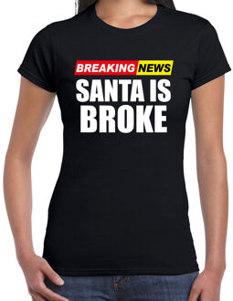 Bellatio Decorations Foute humor Kerst T-shirt breaking news broke voor dames zwart 2XL - kerst t-shirts