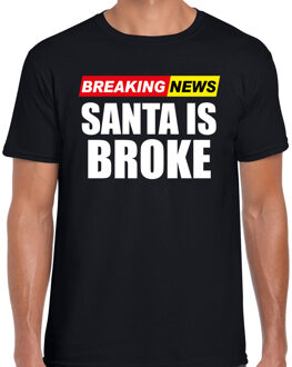 Bellatio Decorations Foute humor Kerst t-shirt breaking news broke zwart voor heren 2XL - kerst t-shirts