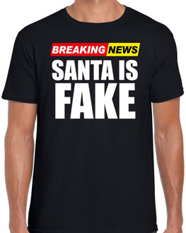 Bellatio Decorations Foute humor Kerst t-shirt breaking news fake zwart voor heren L - kerst t-shirts