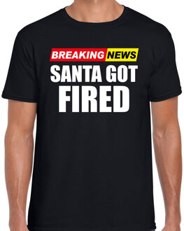 Bellatio Decorations Foute humor Kerst t-shirt breaking news fired zwart voor heren 2XL - kerst t-shirts