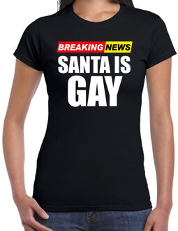 Bellatio Decorations Foute humor Kerst T-shirt breaking news gay voor dames zwart