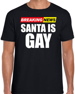 Bellatio Decorations Foute humor Kerst t-shirt breaking news gay zwart voor heren 2XL - kerst t-shirts