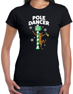 Bellatio Decorations Foute humor Kerst T-shirt paaldanser rendier voor dames zwart