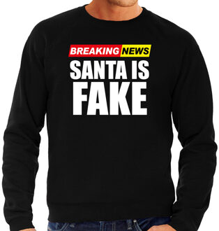 Bellatio Decorations Foute humor Kersttrui breaking news fake Kerst sweater zwart voor heren S - kerst truien