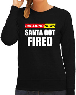 Bellatio Decorations Foute humor Kersttrui breaking news fired Kerst sweater zwart voor dames