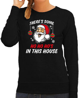 Bellatio Decorations Foute humor Kersttrui grappige Kerstman Kerst sweater zwart voor dames 2XL - kerst truien