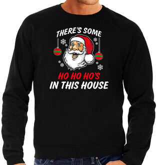 Bellatio Decorations Foute humor Kersttrui grappige Kerstman Kerst sweater zwart voor heren 2XL - kerst truien